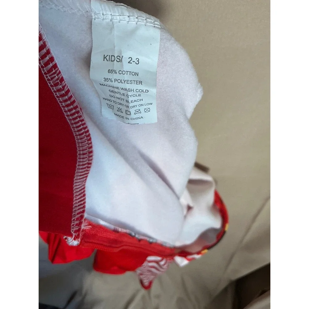 Unbranded Christmas Hooded Union Suit Kids Size 2-4 Red White Excellent Striped